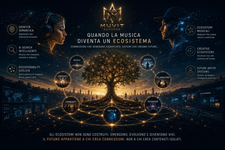 Sistemi Che Diventano Ecosistemi Musica, AI e identità si intrecciano in un ecosistema creativo che genera connessioni, discoverability e continuità nel tempo.