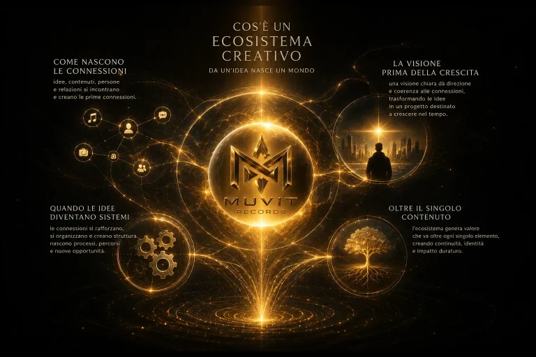 Dall'Idea All'Ecosistema Nucleo creativo MUVIT Records da cui nascono connessioni, visione e sistemi capaci di evolvere in un ecosistema artistico.