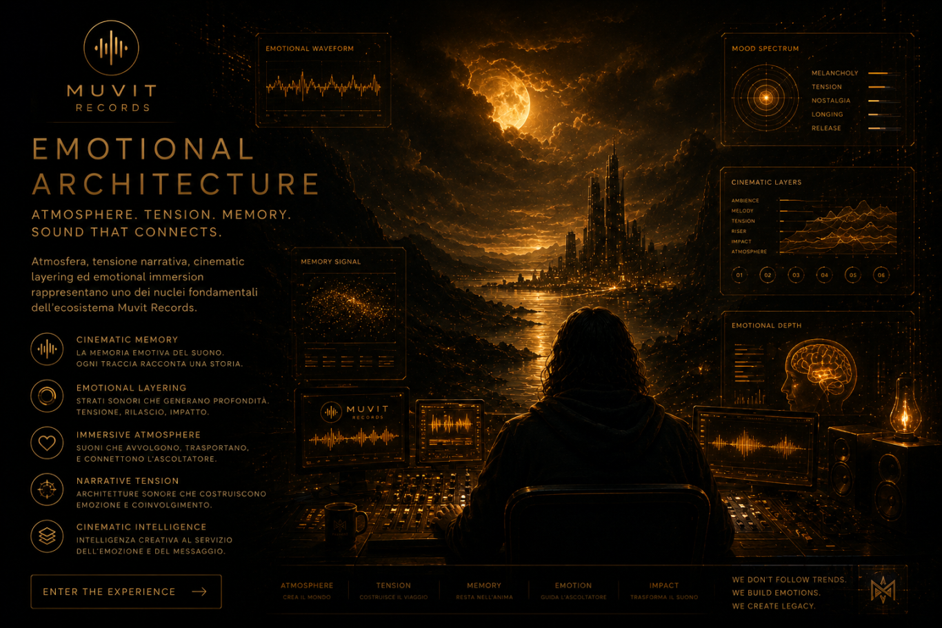 Emotional Architecture and Cinematic Atmosphere Cinematic emotional landscape exploring immersive atmosphere, narrative tension, and the emotional foundations of the MUVIT Records ecosyste