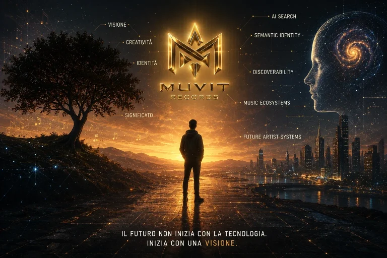 Prima Della Tecnologia Visione, identità e creatività guidano il futuro, mostrando come le idee precedano tecnologia, AI Search e discoverability.