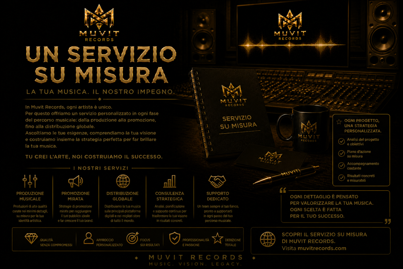Servizio su Misura – Produzione Musicale Personalizzata Muvit Records Servizio su misura Muvit Records in studio professionale: produzione musicale personalizzata con tecnologie avanzate e approccio creativo go