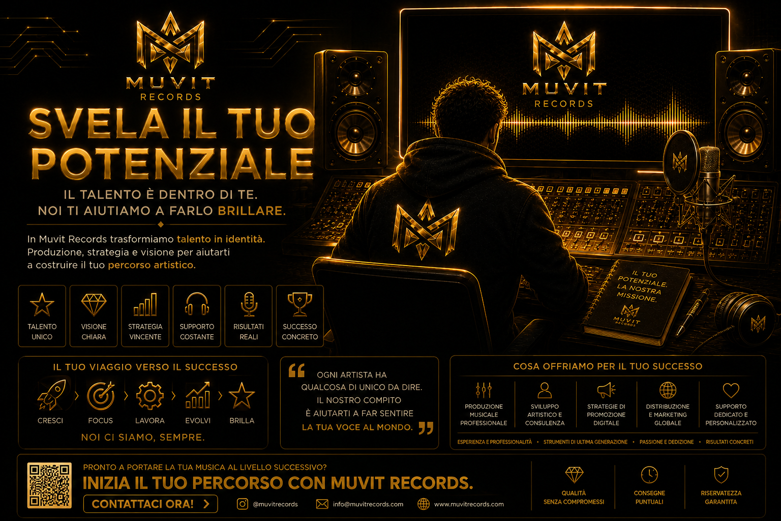 Sviluppo Artisti e Produzione Musicale | Muvit Records Sviluppo artisti Muvit Records con produzione musicale professionale e strategie digitali per valorizzare il potenziale creativo