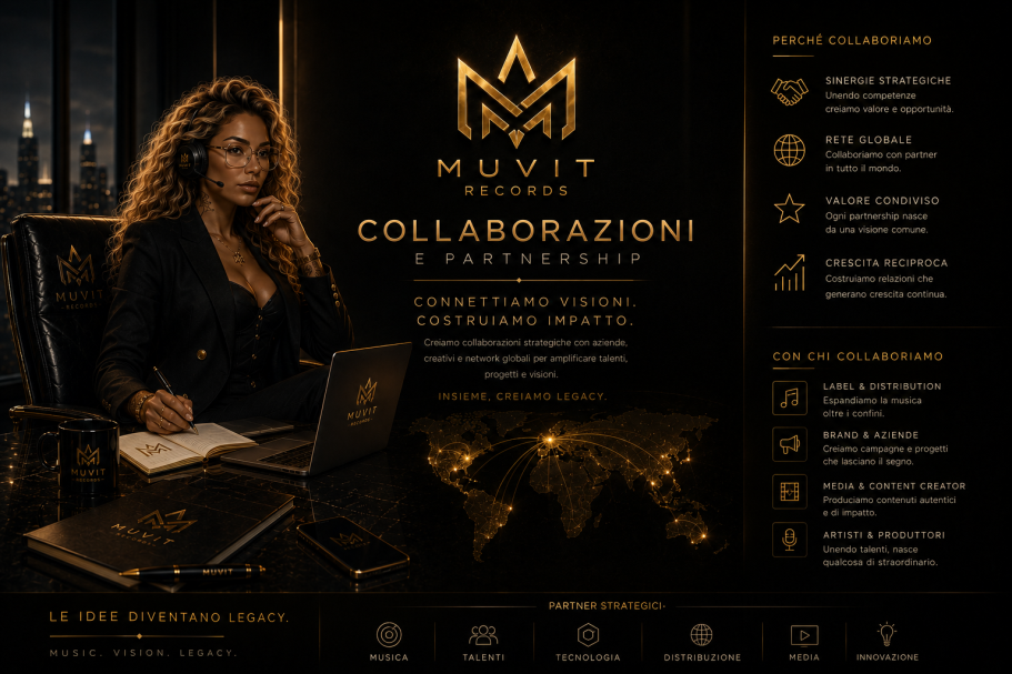 Muvit Records | Music. Vision. Partnership. In Muvit Records creiamo connessioni tra talenti, aziende, creativi e piattaforme internazionali per sviluppare esperienze, produzioni e str