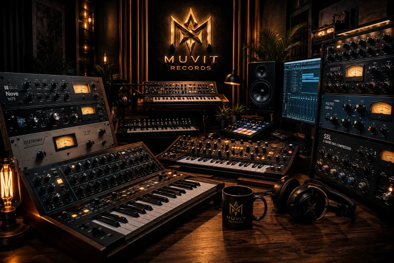 Sintesi Sonora, Creatività Strumentale e Carattere Sonoro | MUVIT Records Sintetizzatori, outboard analogico e strumenti professionali nello studio MUVIT Records dedicato alla creatività sonora.