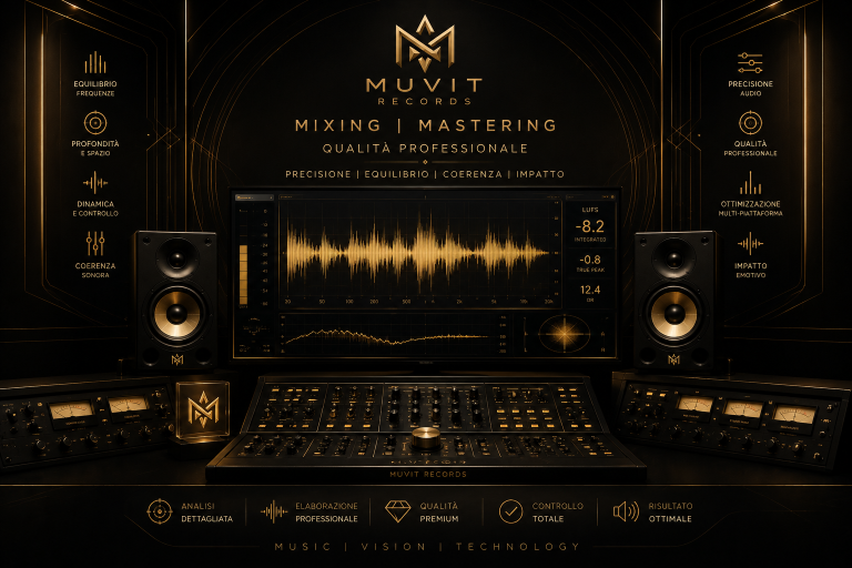 Mixing, Mastering e Qualità Professionale | Produzione Musicale MUVIT Records Mixing e mastering in MUVIT Records: qualità professionale, identità sonora e produzione musicale moderna.
