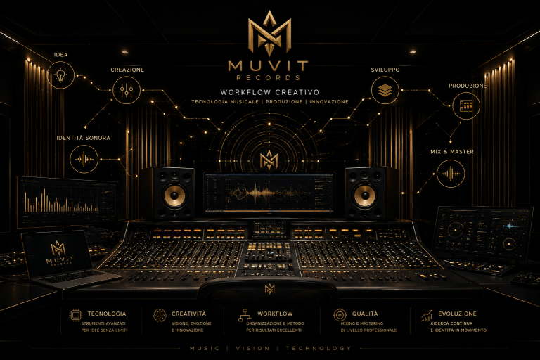 Tecnologia Musicale e Workflow Creativo | Produzione Musicale Moderna | MUVIT Records Tecnologia musicale e workflow creativo in MUVIT Records: produzione musicale, studio professionale e innovazione audio.