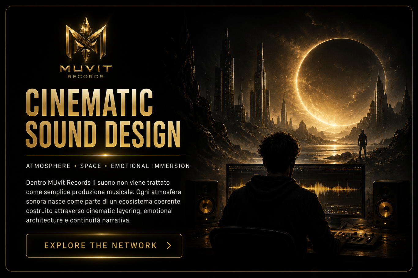 Cinematic Sound Design within the MUVIT Narrative Network Immersive cinematic music environment exploring emotional sound design and atmospheric storytelling within the MUVIT Narrative Network.