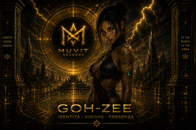 GOH-ZEE: Identità, Visione e Presenza GOH-ZEE nell'universo MUVIT Records nero e oro, simbolo dell'incontro tra identità artistica, visione creativa e presenza.