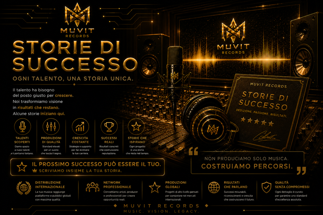 Storie di successo Muvit Records: artisti emergenti e progetti musicali che raggiungono risultati globali, rappresentati in ambiente futuris